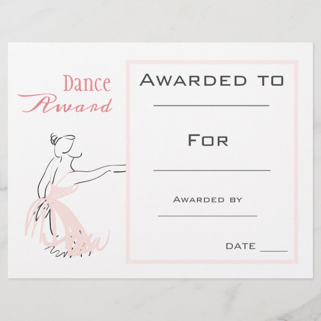 Dance award girl ballet pink dancer (Front)