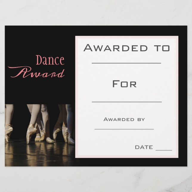 Dance award girl ballet pink dancer (Front)