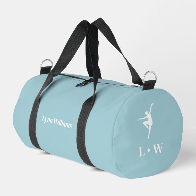 Dance Bag | Blue Initials Name Duffle Bag (Left Corner)