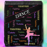 Dance Bag with Personalised Name All Over<br><div class="desc">Your ballerina will love this truly uniquely designed dance drawstring bag with her name printed all over in a variety of colours and fonts!</div>