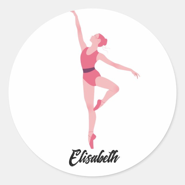 Dance ballerina personalisation  classic round sticker (Front)