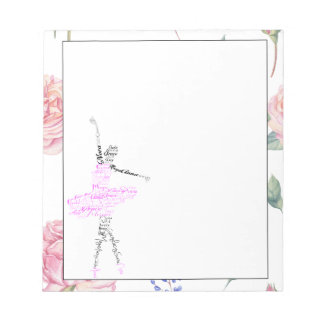Dance Ballerina | Rose Watercolor Border Notepad