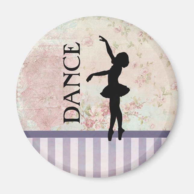 Dance - Ballerina Silhouette on Vintage Background Magnet (Front)