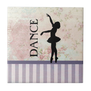 Dance - Ballerina Silhouette Vintage Background Tile