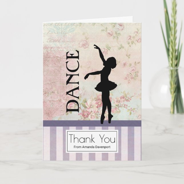 Dance - Ballerina Silhouette Vintage Thank You (Front)