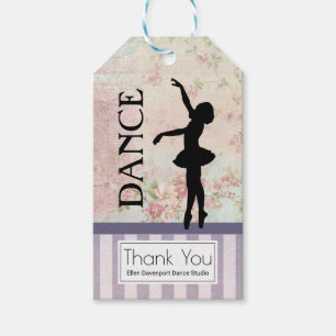 Dance - Ballerina Silhouette Vintage Thank You Gift Tags
