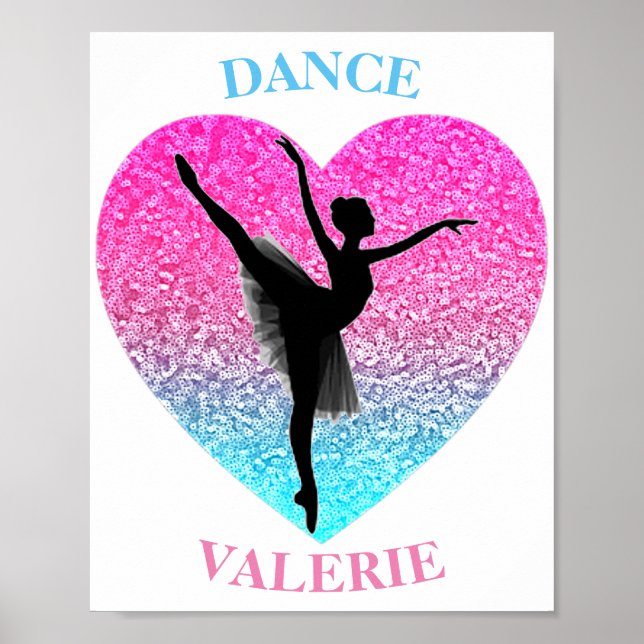 Dance Ballerina w/ Personalised Name Poster (Front)
