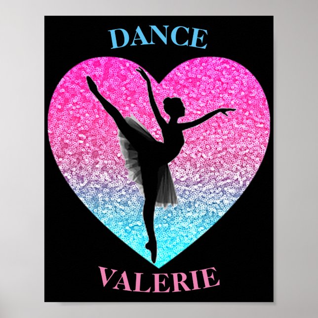 Dance Ballerina w/ Personalised Name Poster (Front)