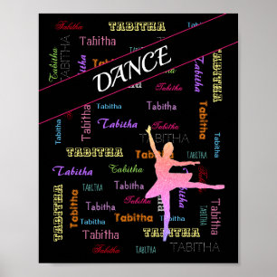 Dance Ballerina with Personalised Name All Over Poster