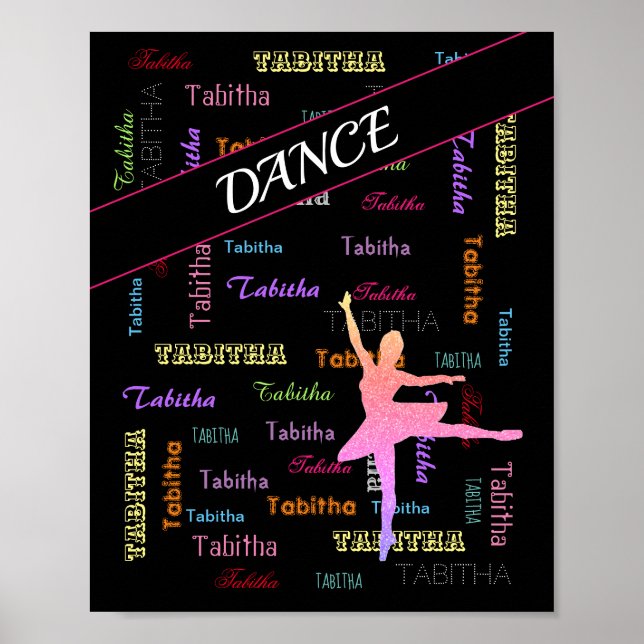 Dance Ballerina with Personalised Name All Over  Poster (Front)