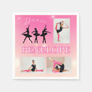 Dance Ballet Pink Gradient 3 Photo Personalised Napkin