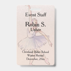 Dance Ballet Recital  Event  Badge ID Badge