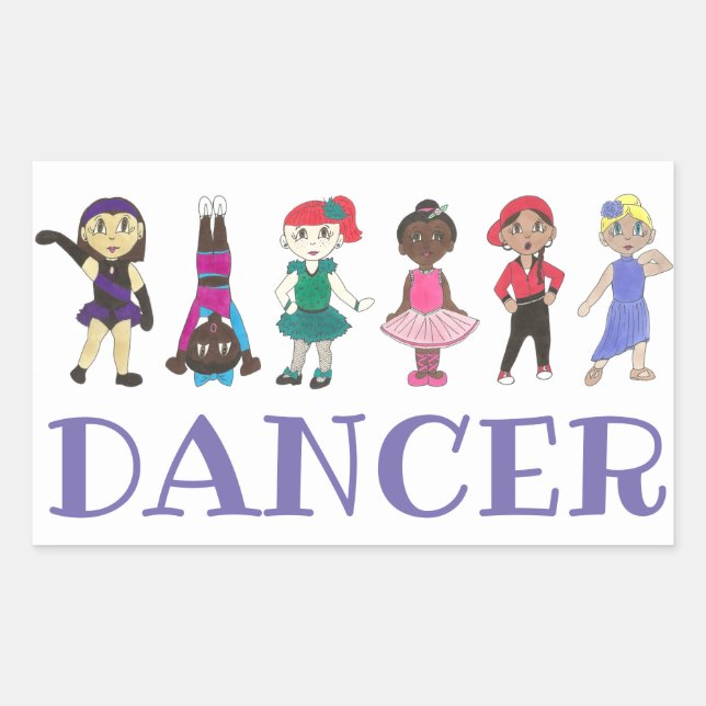 DANCE Ballet Tap Jazz Acro Hip Hop Lyrical Dancers Rectangular Sticker (Front)
