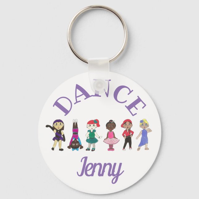 DANCE Ballet Tap Jazz Personalised Ballerina Gift Key Ring (Front)