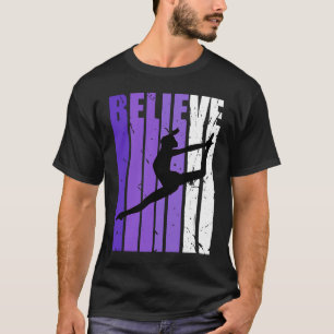 Dance Believe Silhouette Colorful Purple Leaping T-Shirt