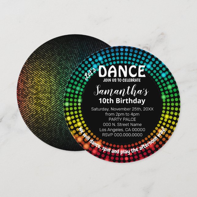 Dance birthday party disco dancing invitation (Front/Back)