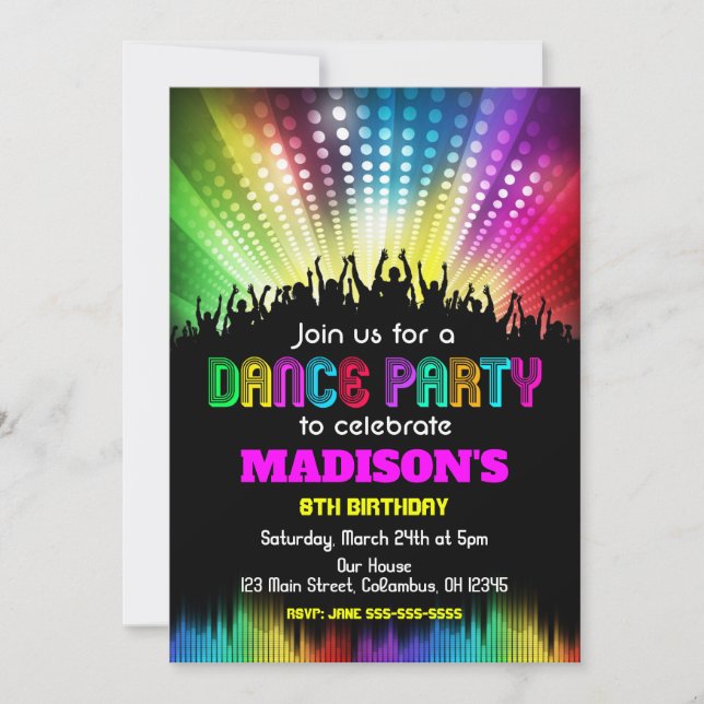 Dance Birthday Party Invitation (Front)