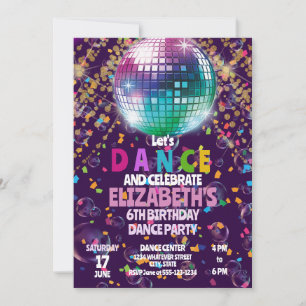 Dance Birthday Party Kids Custom Invitation