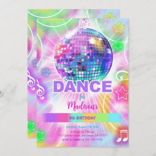 Dance Birthday Party Neon Glow Invitation