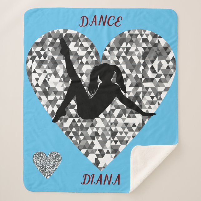 Dance blanket with sparkling silver heart. (Front)