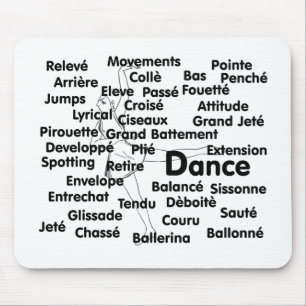 Dance Blk Ltrs ballet dancer 75 background Mouse Mat