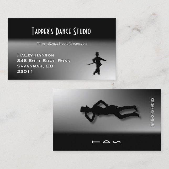 Dance Business Card - Black n Silver (Front/Back)