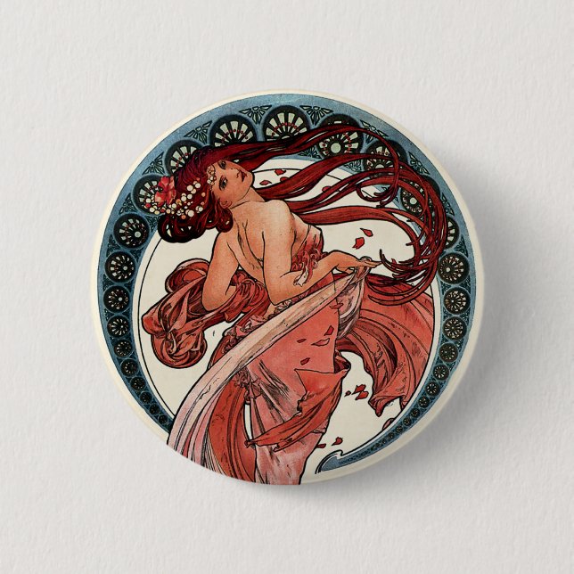 Dance by Alfons Mucha 1898 6 Cm Round Badge (Front)