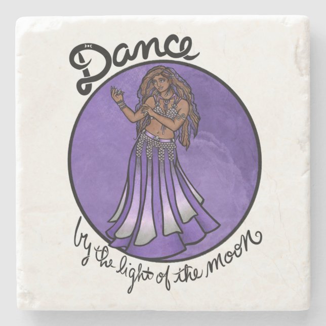 Dance by the light of the moon stone coaster (Front)