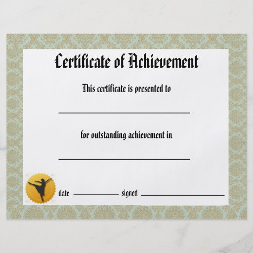 Dance Certificate of Achievement - DamaskArabesque Flyer Design | Zazzle