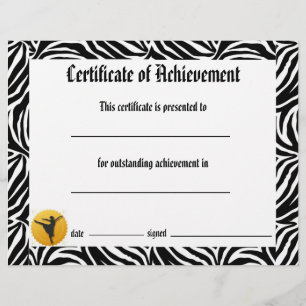 Dance Certificate of Achievement -Zebra Arabesque