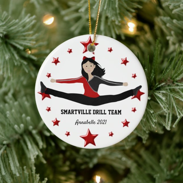 Dance Cheer Asian Athlete Red and Black Ornament  (Tree)