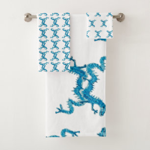 Dance Chinese Blue Dragon CC Bath Towel Set 