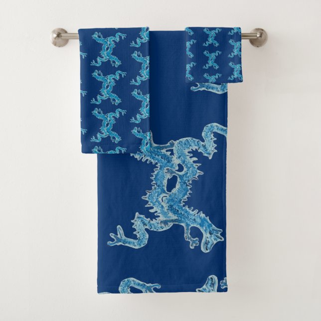 Dance Chinese Blue Dragon CC Bath Towel Set  (Insitu)
