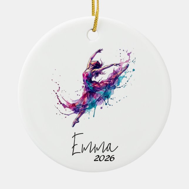 Dance Christmas Ornament, Ballet Dance Gift Ceramic Tree Decoration (Front)