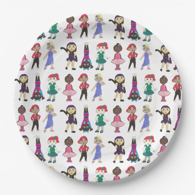 Dance Class Ballet Tap Jazz Lyrical Acro Dancers Paper Plate (Front)