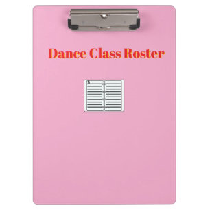 Dance Class Roster Pink Clipboard