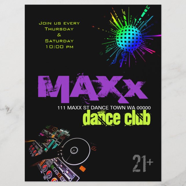 Dance Club DJ Disco Ball Flyer Invitation (Front)