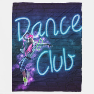 Dance Club Neon Graffiti Wall With  Fleece Blanket