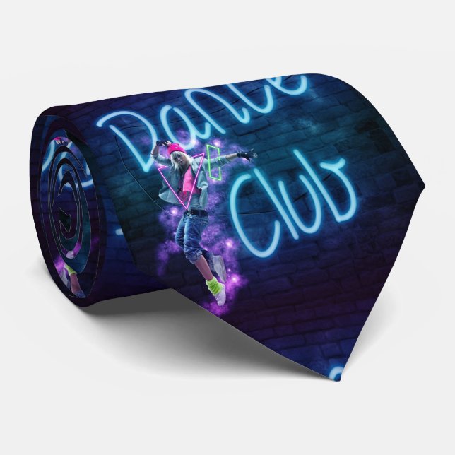Dance Club With Dancer And Neon Sign Necktie (Rolled)