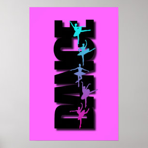 Dance Coloured Ballerinas Poster