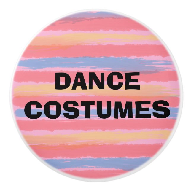 Dance Costumes Pink Blue Watercolor Stripes Ceramic Knob (Front)
