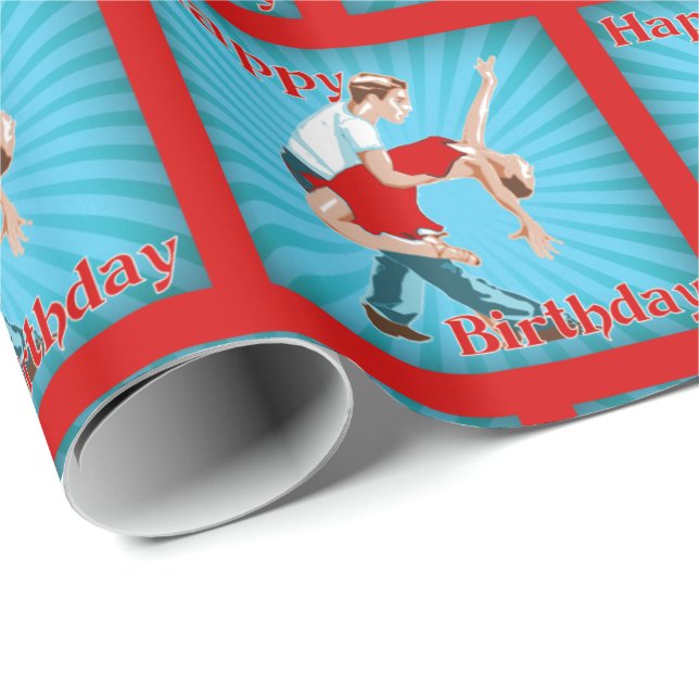 Dance Couple Happy Birthday  Gift Wrapping paper (Roll Corner)