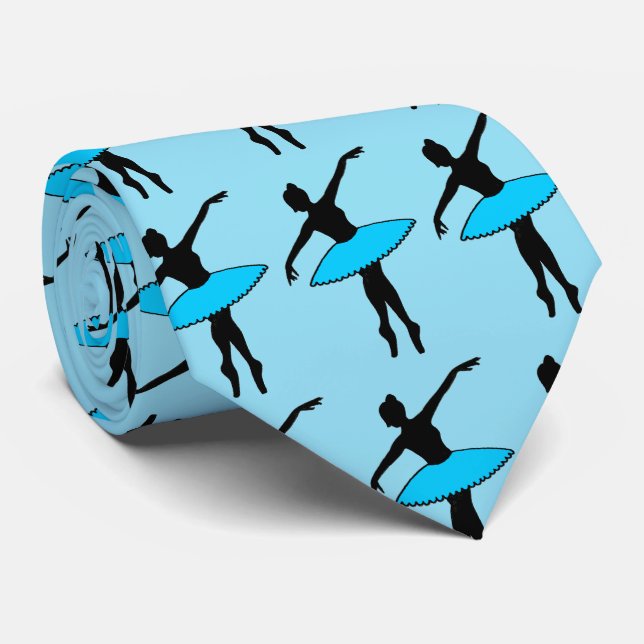 Dance Dad Blue Ballerina Ballet Dancer Teacher Tie (Rolled)