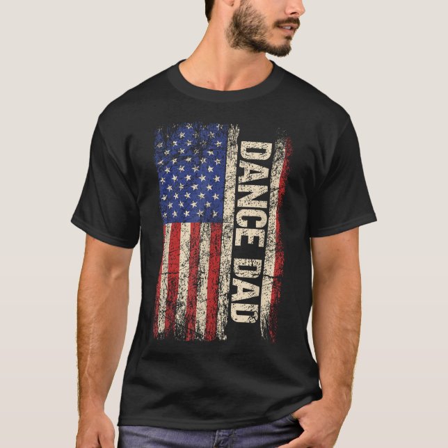 Dance Dad Us American Flag Dancer Dancing Father  T-Shirt (Front)
