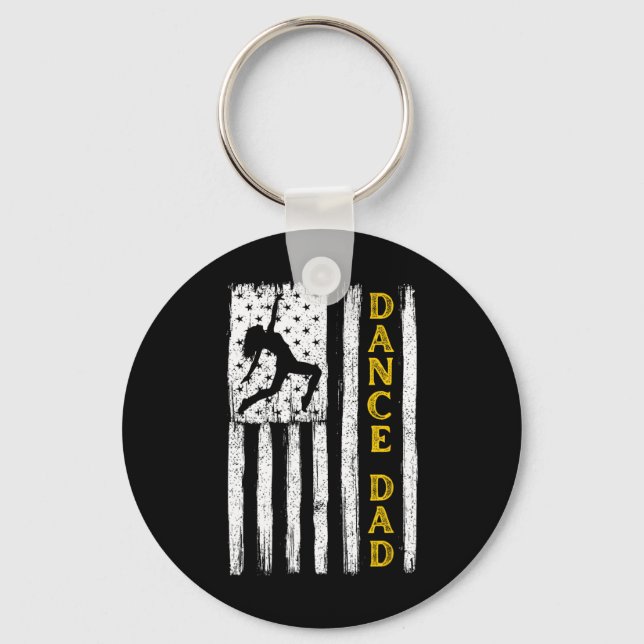 Dance Dad Yellow Cheerleading Flag  Key Ring (Front)