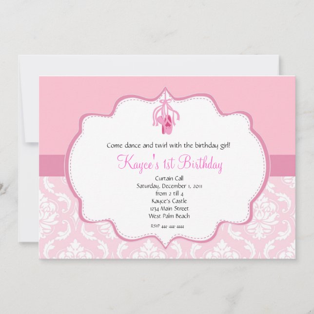 Dance  Damask and Pearls Invitation (Front)