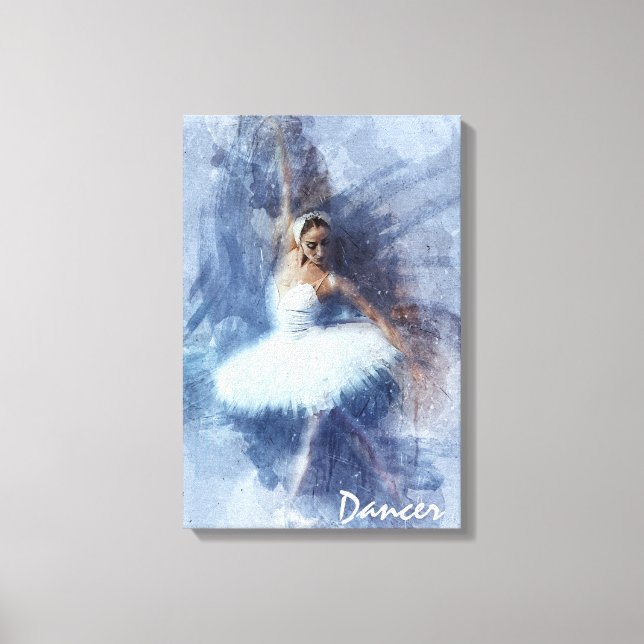 Dance, Dancer, Ballet, Blue, White Canvas Print (Front)