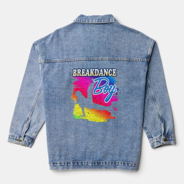 Dance Dancing Breakdance Boy 8  Denim Jacket (Back)