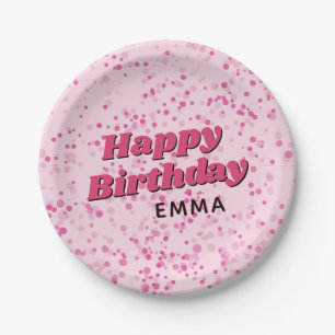 Dance Disco Ball Birthday Pink Black Party Paper Plate