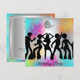 Dance Disco Birthday Party psychodelic invitation